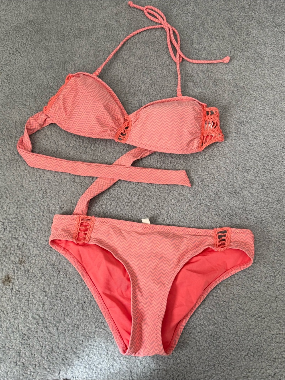 American Eagle Outfitters AEO Coral Pink Two-Piece Bikini Swim Set XS/S